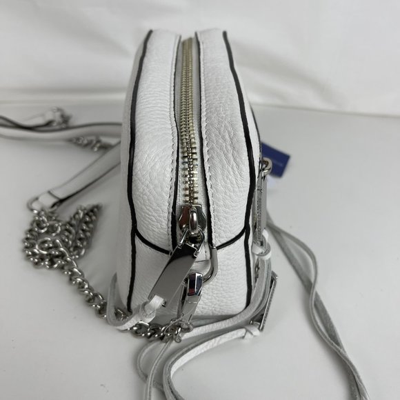 Rebecca Minkoff 4-Zip Moto White Leather Crossbody Bag HSP7EMOX66 - Picture 3 of 7